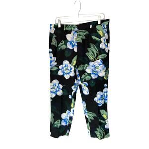 Banana Republic Blue Floral Print Office Work Career Avery Trouser Pants‎ Size 6